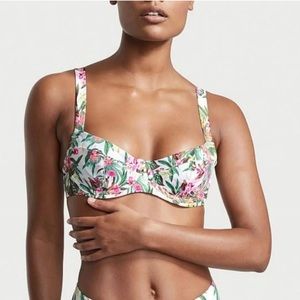 36 CVictorias Secret Swim Push Up Wicked Bikini Set Side Tie Bottom Palm Floral